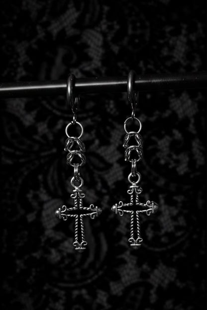 Handgefertigte Ohrringe mit Kreuz, einzigartiges Design